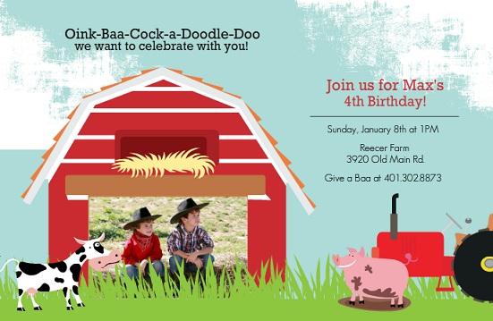 Down On The Farm Birthday Party Invitation Down On The Farm Birthday Party Invitation