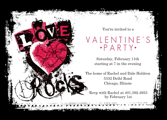 Grunge Love Rocks Valentine's Day Party Invitation