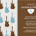 Guitar Brown And Blue Birthday Party Invitation Guitar Brown And Blue Birthday Party Invitation