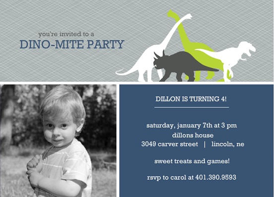 Navy And Gray Dinosaur Kids Birthday Invitation Navy And Gray Dinosaur Kids Birthday Invitation