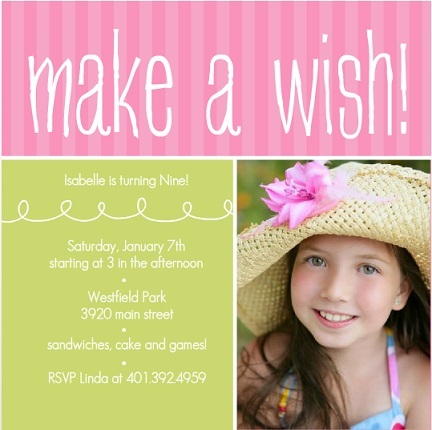 Pink And Green Wish Birthday Invitation Pink And Green Wish Birthday Invitation