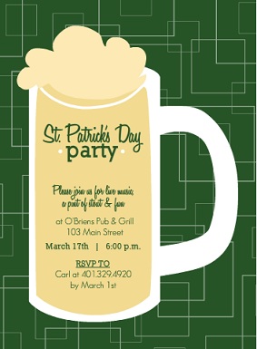 Beer Mug St. Patrick's Day Invitation