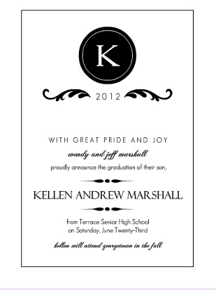 Elegant Black Monogram (Set) Graduation Announcement