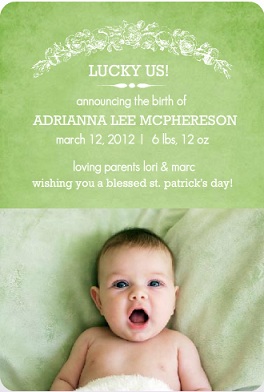 Irish Luck Birth Announcement
