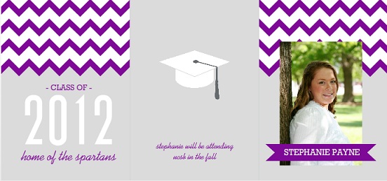 Purple And Gray Chevron Pattern Graduation Announcement