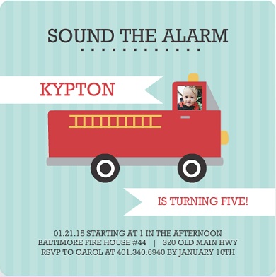 Fire Truck Birthday Invitation