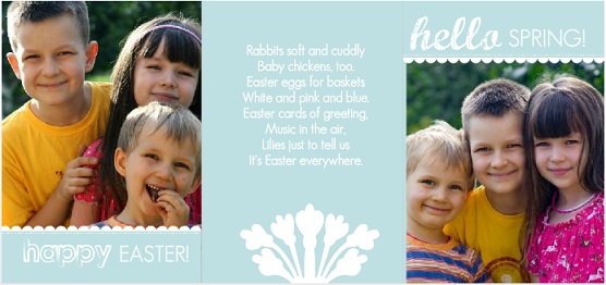 Whimsical Blue Scalloped Trifold Easter Card
