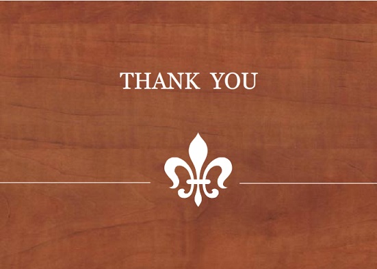 Woodgrain Fleur Des Lis (Set) Memorial Thank You Card