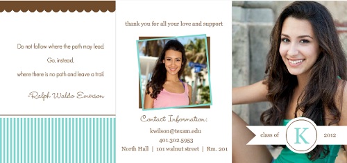 Brown And Blue Banner Monogram Graduation Announcement