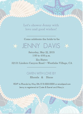 Beach Shell Bridal Shower Invite