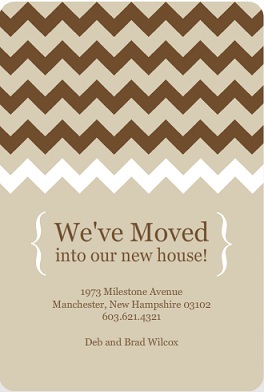 Brown And Taupe Chevron Pattern Moving Announcement