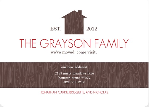 Established Brown Home Moving Announcement