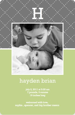 Green And Grey Quilted Baby Announcement