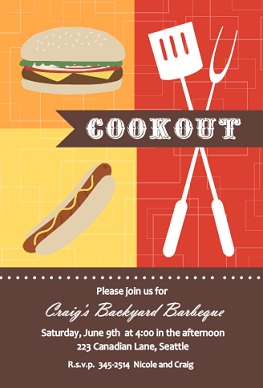 Red, Orange And Yellow Blocks Bbq Invitation