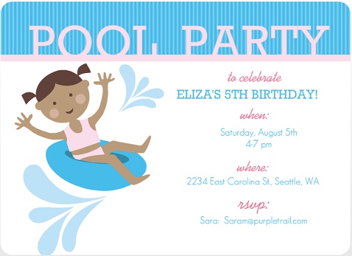 Teal Pool Party Birthday Party Invite