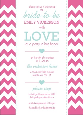 Aqua And Pink Chevron Bridal Shower Invite Aqua And Pink Chevron Bridal Shower Invite
