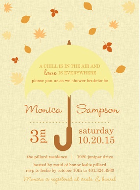 Leaves Umbrella Bridal Shower Invite Leaves Umbrella Bridal Shower Invite