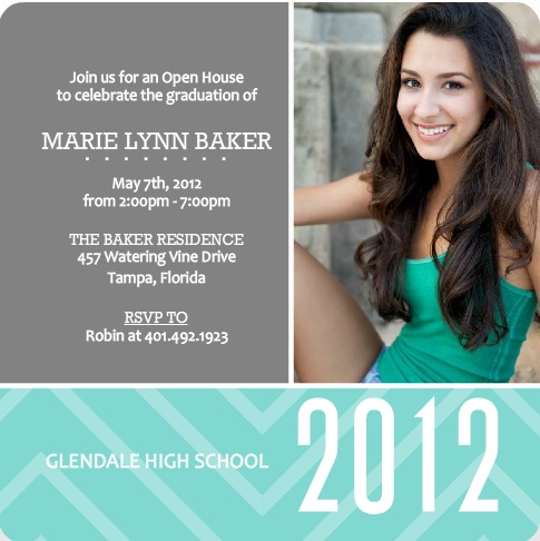 Gray And Turquoise Zig Zag Graduation Invitation