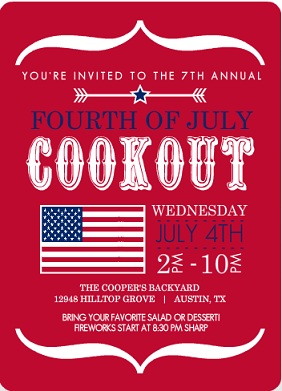 Modern Brackets And Flag Fourth Of July Invitation