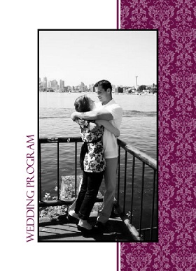 Sangria And Black Elegant Damask Wedding Program Sangria And Black Elegant Damask Wedding Program