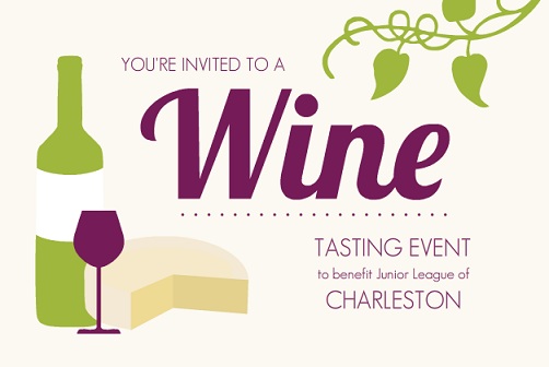 Wine Bottle And Cheese Wine Tasting Invitation