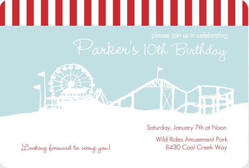 Amusement Park Red And Blue Birthday Party Invitation Amusement Park Red And Blue Birthday Party Invitation