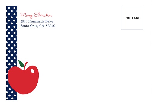 Apple And Navy Polka Dots (Set) Back To School Envelope