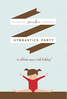 Red and Blue Gymnastics Kids Birthday Invitation