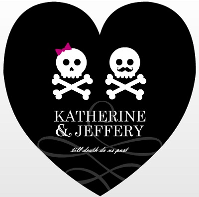 Boy And Girl Whimsical Skulls Halloween Wedding Invitation Boy And Girl Whimsical Skulls Halloween Wedding Invitation