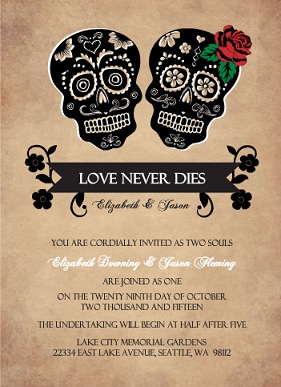 Day Of The Dead Skulls (Set) Halloween Wedding Invitation Day Of The Dead Skulls (Set) Halloween Wedding Invitation