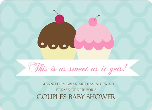 Two Cupcakes Twins Couples Baby Shower Invite