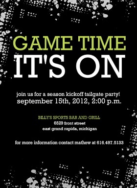 Tailgate Football Party Invitation Black