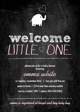 Chalkboard Elephant Girl Baby Shower Invitation Elephant Chalkboard Baby Girl Shower Invitation