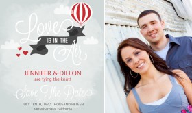 Up Up And Away Love Save The Date Announcement by PurpleTrail. http://www.purpletrail.com/invitations-cards/149757